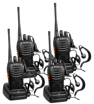 Arcshell Rechargeable Long Range Two-Way Radios with Earpiece 4 Pack