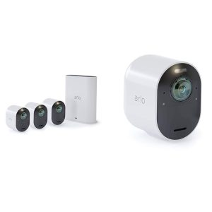 Arlo Ultra 4K UHD & HDR – 4 Wire-Free Indoor/Outdoor Security Cameras with Color Night Vision, 180° View, 2-way Audio, Spotlight, Siren, Works with Alexa