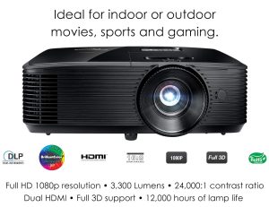 Optoma HD243X 1080p Projector for Movies and Gaming, Super Bright 3300 Lumens