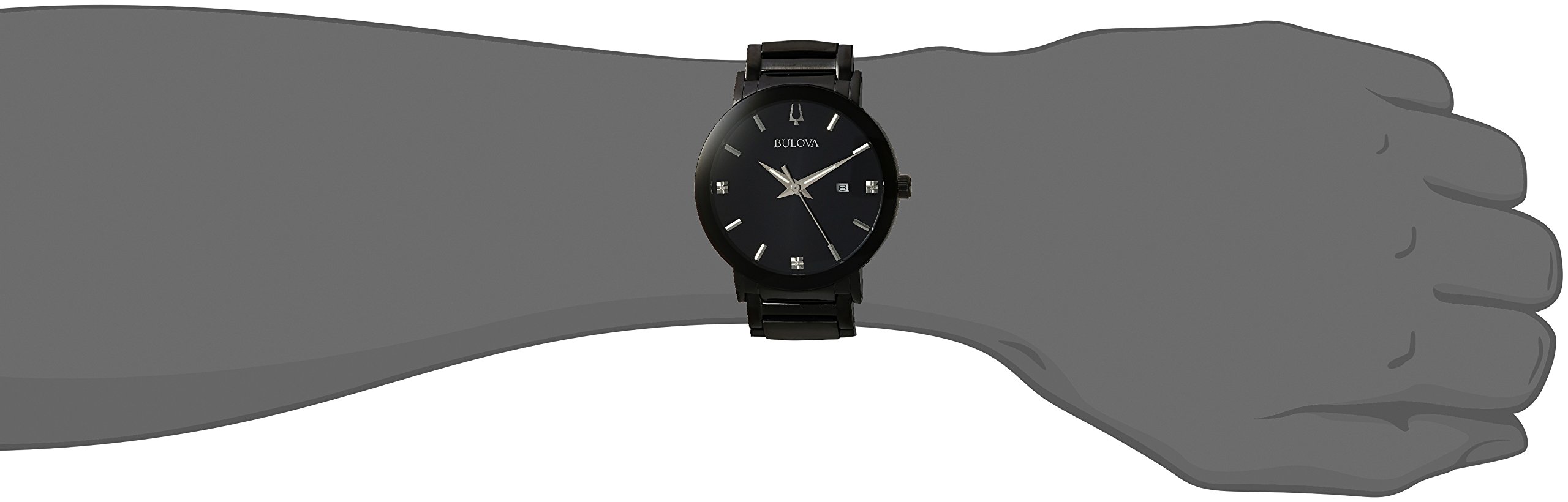 Bulova Men’s Modern Quartz Watch with Stainless-Steel Strap, Black, 22 (Model: 98D144)