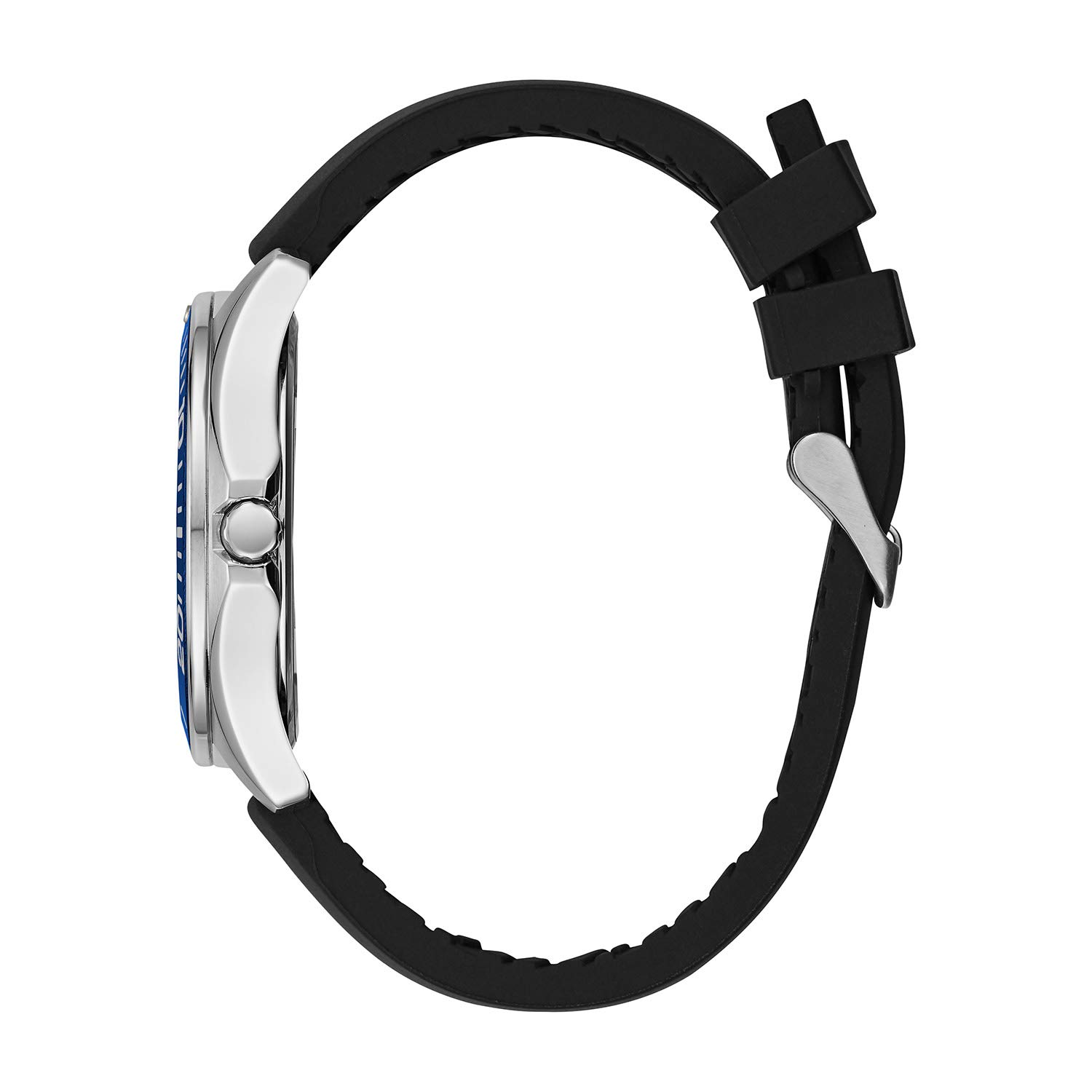 Caravelle Men’s Stainless Steel Quartz Watch with Silicone Strap, Black, 18 (Model: 43B155)