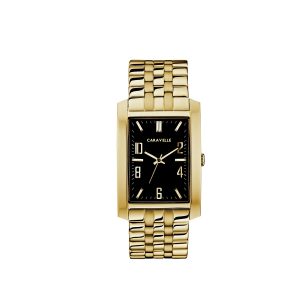 Caravelle Men’s Quartz Watch with Stainless-Steel Strap, Gold, 22 (Model: 44A110)