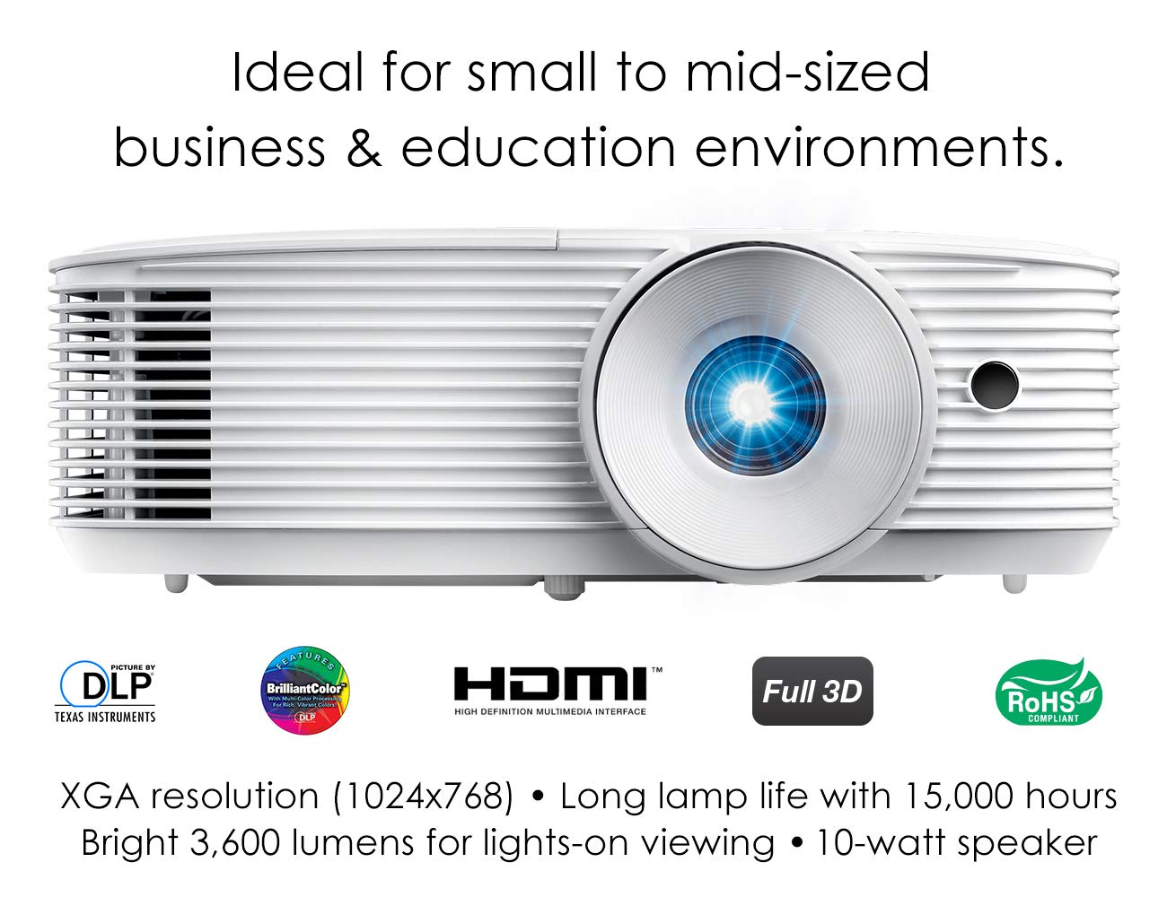 Optoma X343 XGA DLP Professional Projector | Bright 3600 Lumens