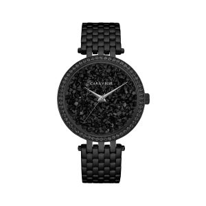 Caravelle Women’s Quartz Watch with Stainless-Steel Strap, Black, 18 (Model: 45L171)