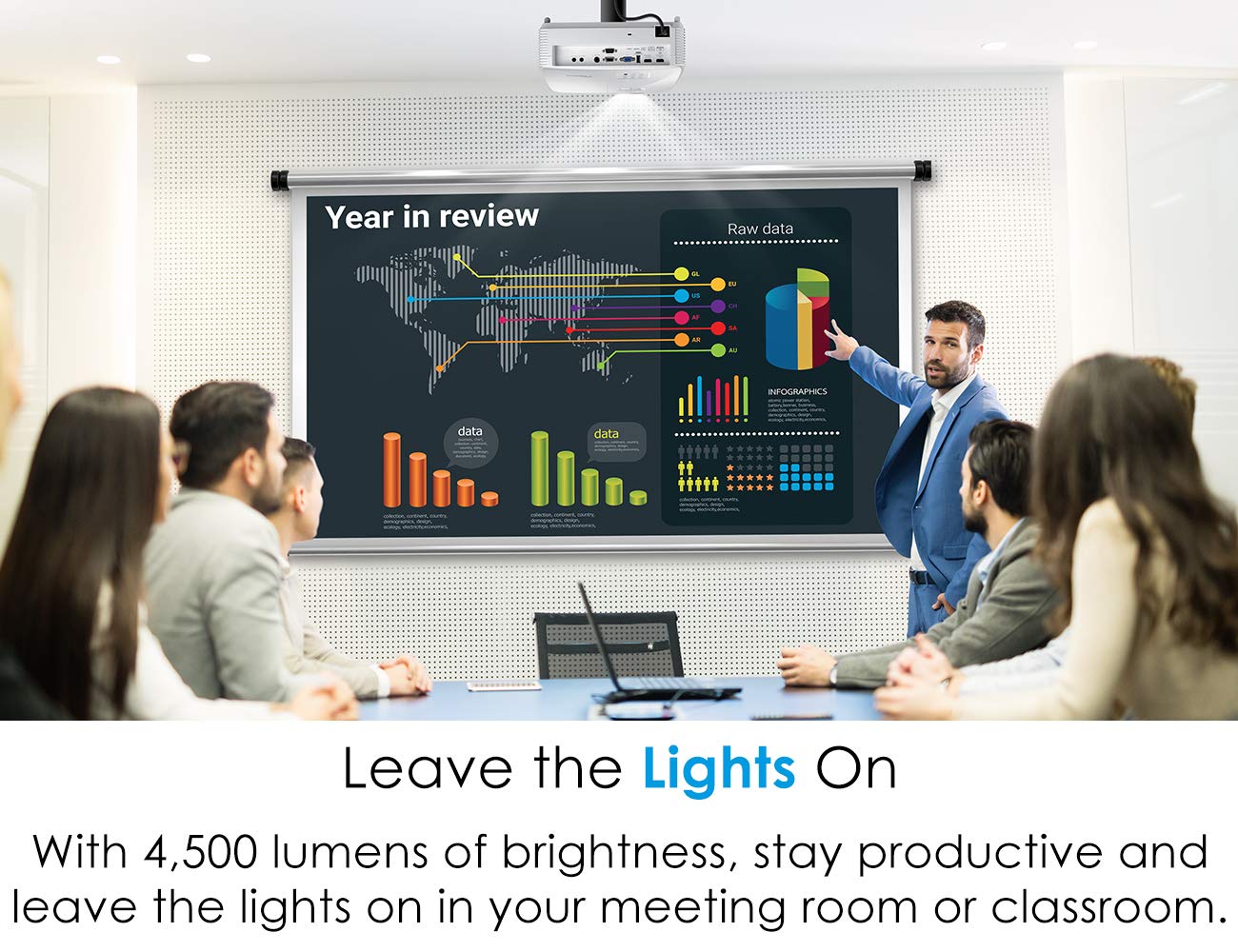 Optoma EH412 1080P HDR DLP Professional Projector | Super Bright 4500 Lumens