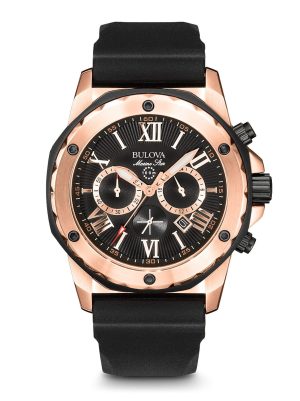 Bulova Men’s 44mm Marine Star Silicone Strap Watch