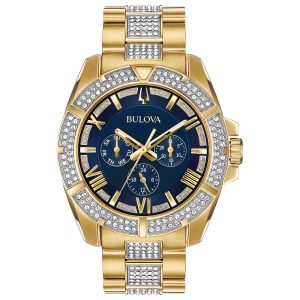 Bulova Men’s Swarovski Crystal Quartz Watch with Two-Tone-Stainless-Steel Strap, 22 (Model: 98C128)