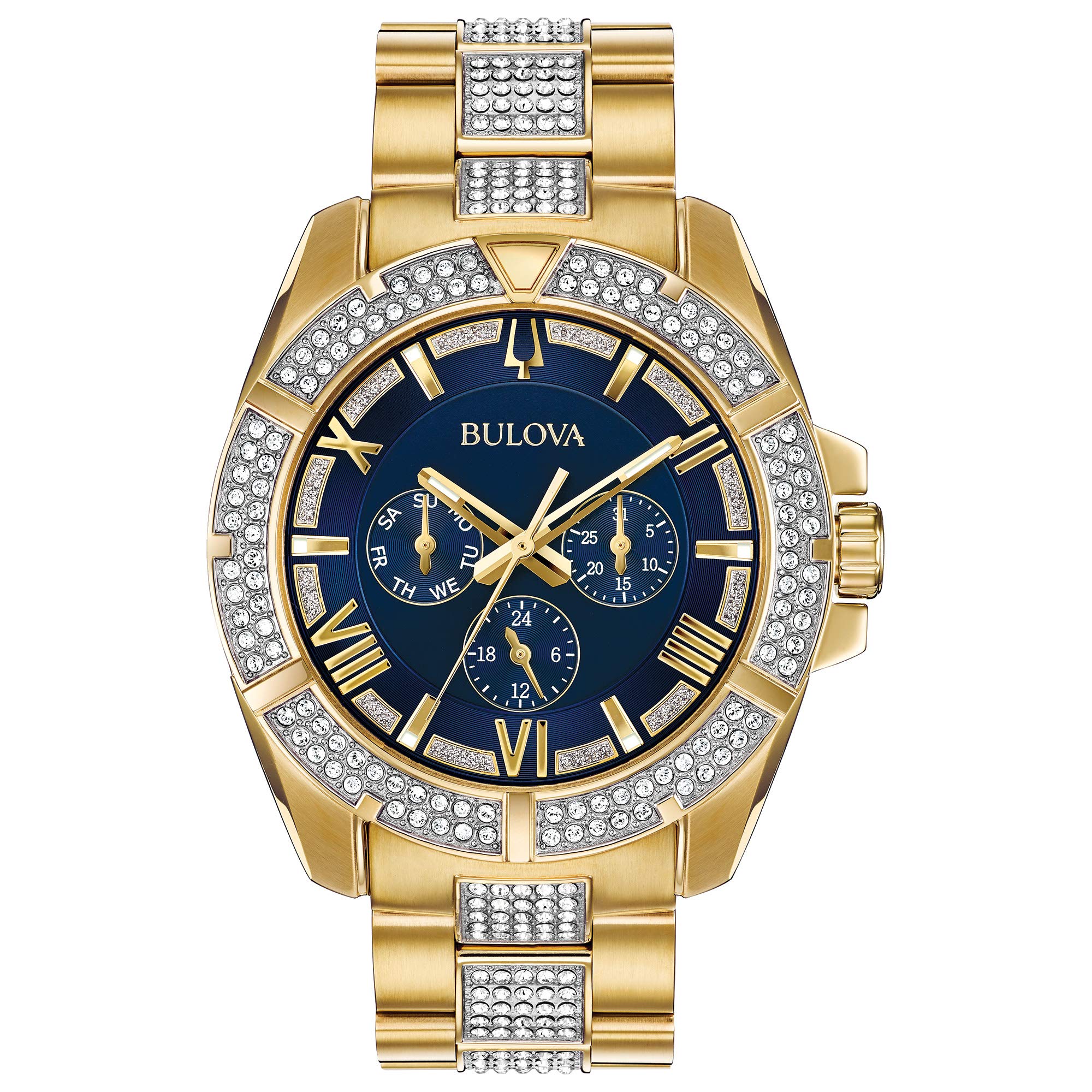 Bulova Men’s Swarovski Crystal Quartz Watch with Two-Tone-Stainless-Steel Strap, 22 (Model: 98C128)