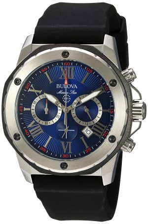 Bulova Men’s 44mm Marine Star Black Strap Chronograph Watch