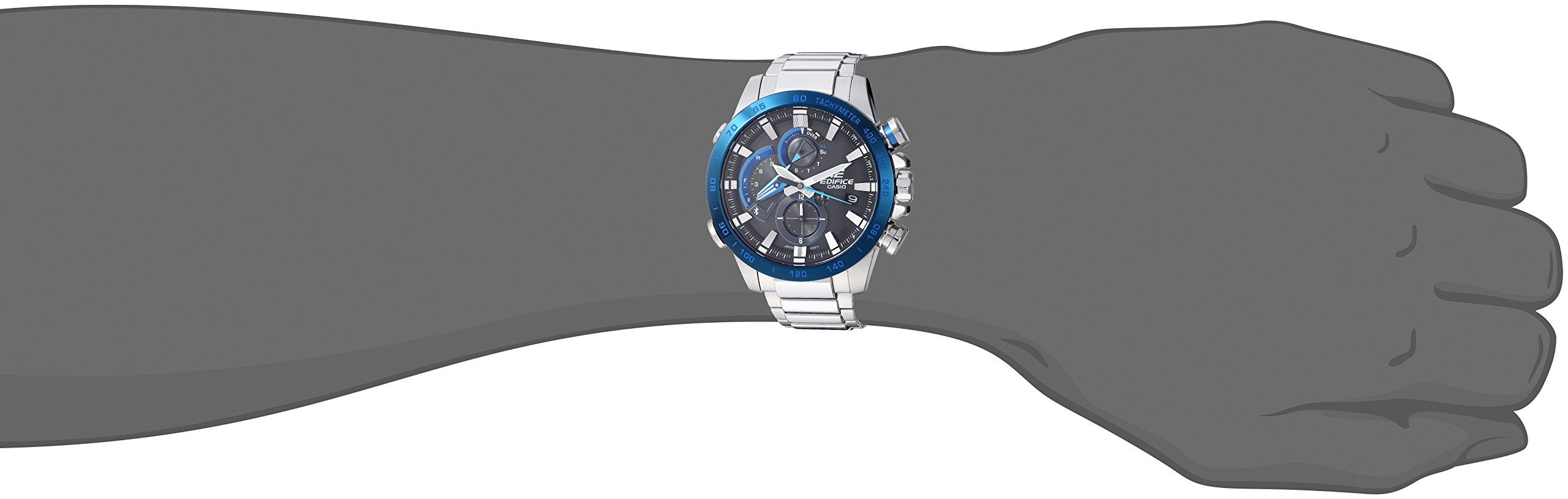 Casio Men’s Edifice Connected Quartz Sport Watch with Stainless-Steel Strap, Silver, 14 (Model: EQB-800DB-1ACF)