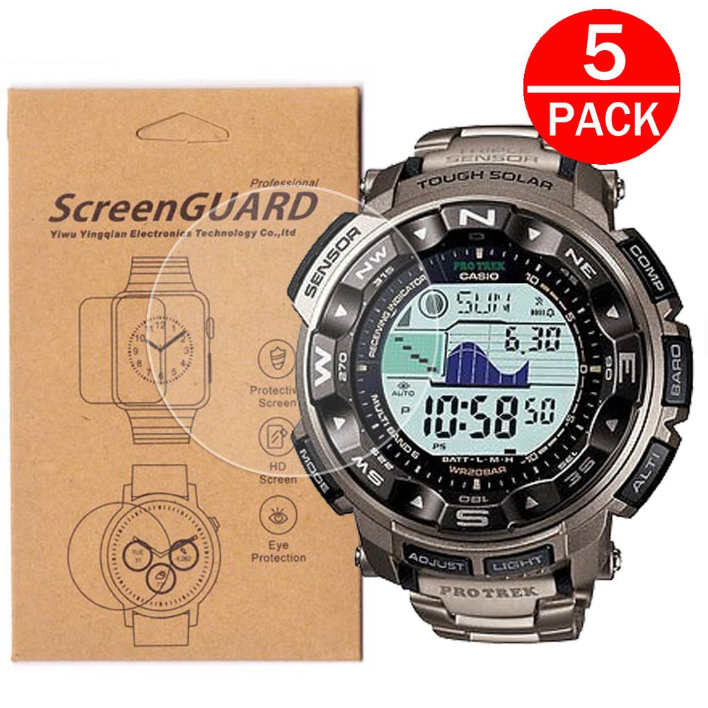 [5-Pack] for Casio PRW-2500 / PRW2500 Watch Screen Protector,Full Coverage Screen Protector for Casio PRW-2500/PRW-2500T/PRW-2500R Watch HD Clear Anti-Bubble and Anti-Scratch
