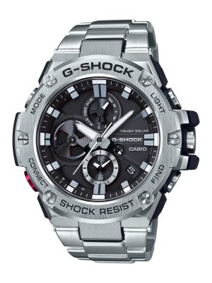 Casio Men’s G-Steel by G-Shock Quartz Solar Bluetooth Connected Watch with Stainless-Steel Strap, Silver, (Model: GST-B100D-1ACR)