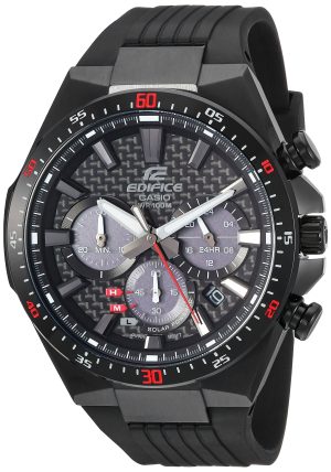 Casio Men’s Edifice Stainless Steel Quartz Watch with Resin Strap, Black, 25 (Model: EQS-800CPB-1AVCF)