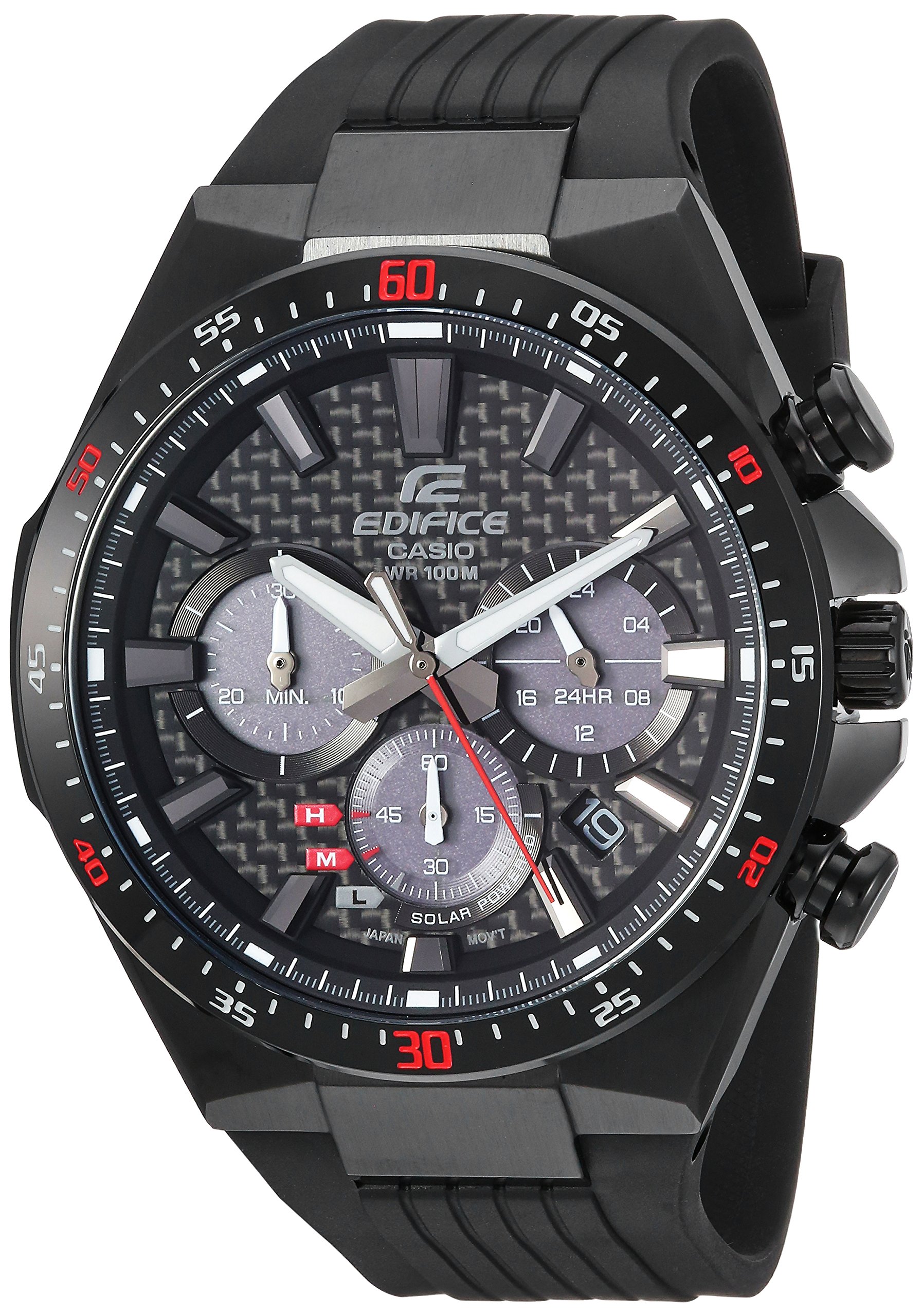 Casio Men’s Edifice Stainless Steel Quartz Watch with Resin Strap, Black, 25 (Model: EQS-800CPB-1AVCF)