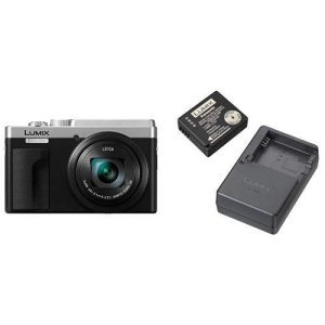 PANASONIC LUMIX ZS80 20.3MP Digital Camera – Point & Shoot Camera with Lecia Lens- DC-ZS80S (Silver) and Lumix Battery & External Charger Travel Pack, Black
