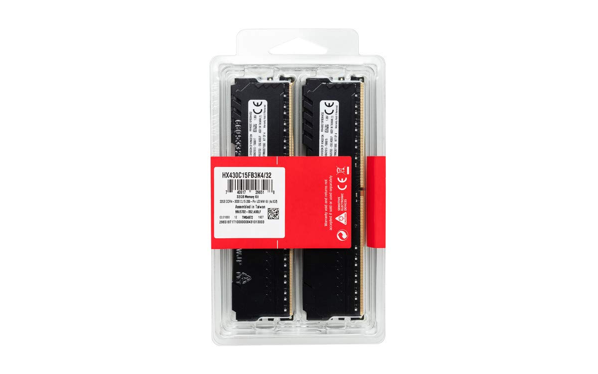 HyperX Fury 64GB 2666MHz DDR4 CL16 DIMM (Kit of 4) Black XMP Desktop Memory HX426C16FB3K4/64