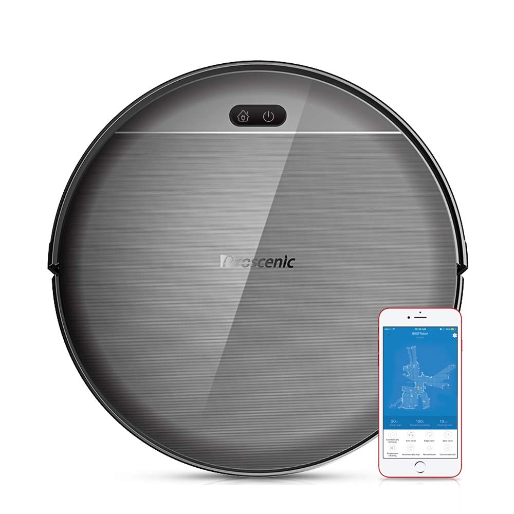 Proscenic 800T Robot Vacuum Cleaner, Alexa and App Control, Updated Robotic Vacuum Cleaner with 1800Pa Strong Suction and Big Water Tank, Sweep and Mop 2 in 1, for Hard Floor and Carpets