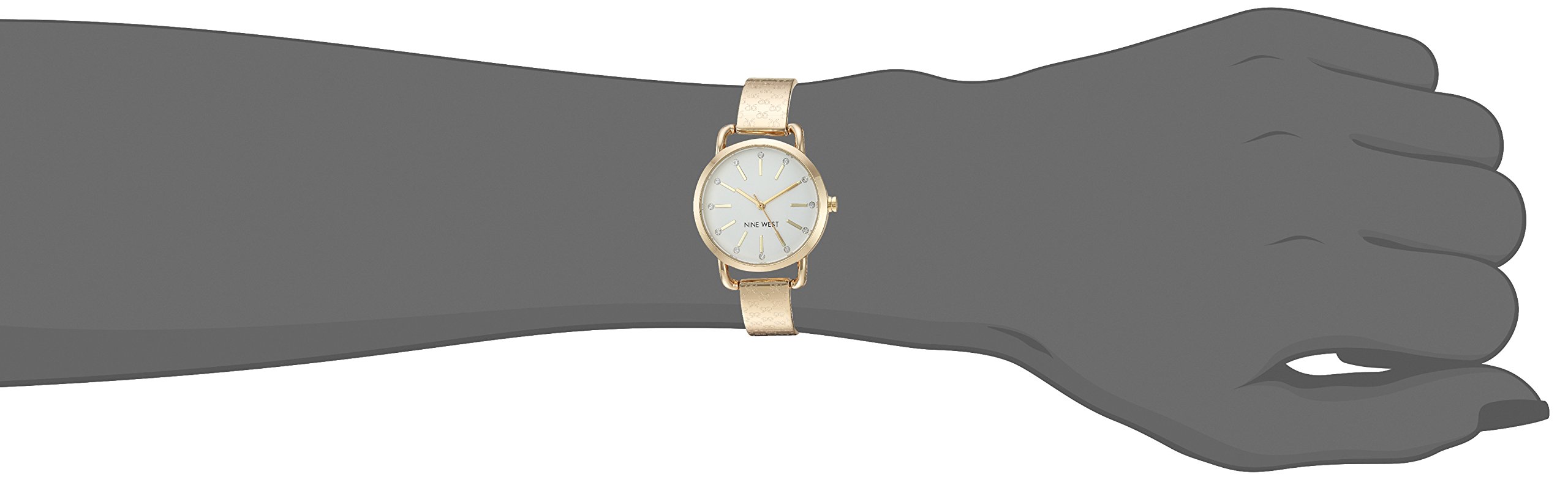 Nine West Women’s NW/2102SVGB Crystal Accented Gold-Tone Bangle Watch