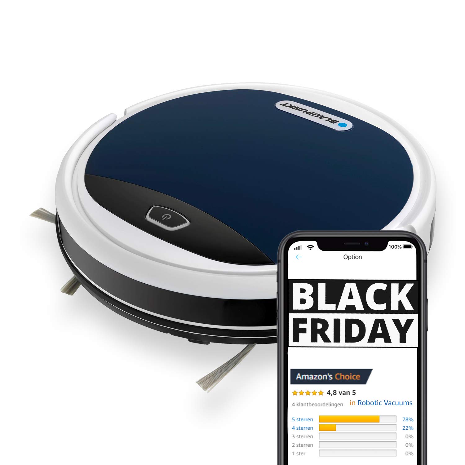 Blaupunkt XEASY Robot Vacuum Cleaner with Alexa Voice control and App control, Smart Home Self-Charging Deep Pile Robot Hoover for Pet Hair, Vacuum Robot Carpet Cleaner with 4 Cleaning modes