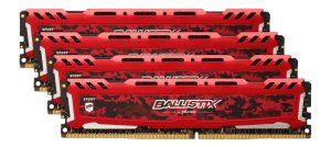Crucial Ballistix Sport LT 3200 MHz DDR4 DRAM Desktop Gaming Memory Kit 64GB (16GBx4) CL16 BLS4K16G4D32AESE (Red)