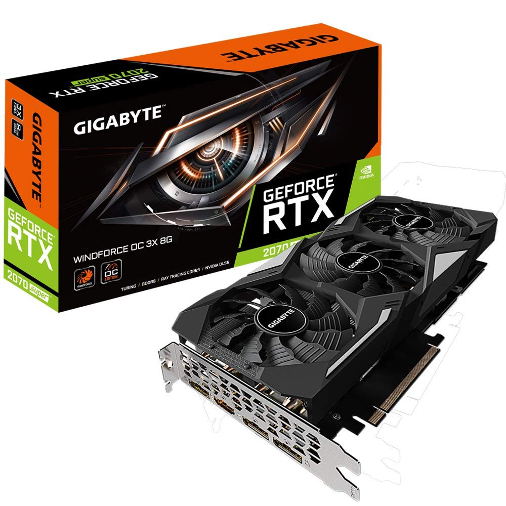 GIGABYTE GeForce RTX 2070 Super Windforce OC 8G Graphics Card, 3X Windforce Fans, 8GB 256-Bit GDDR6