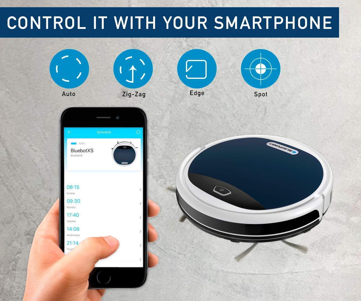 Blaupunkt XEASY Robot Vacuum Cleaner with Alexa Voice control and App control, Smart Home Self-Charging Deep Pile Robot Hoover for Pet Hair, Vacuum Robot Carpet Cleaner with 4 Cleaning modes