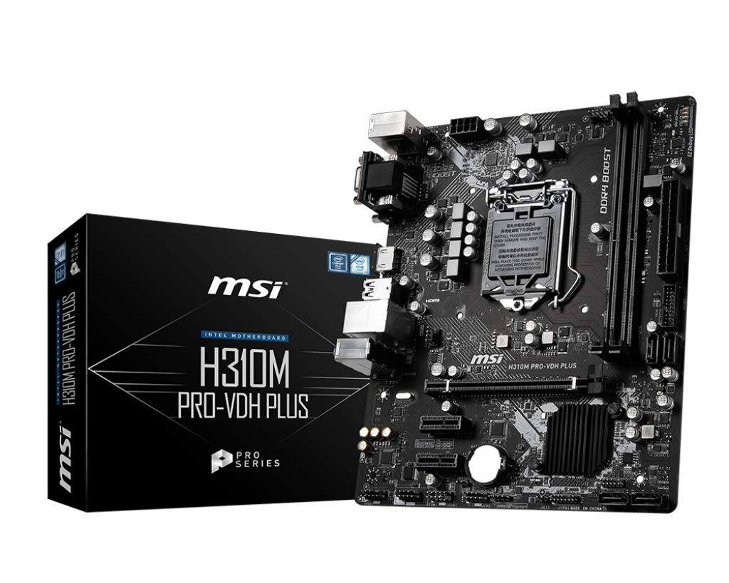 MSI ProSeries Intel Coffee Lake H310 LGA 1151 DDR4 D-Sub DVI HDMI Onboard Graphics Micro ATX Motherboard (H310M PRO-VDH Plus)