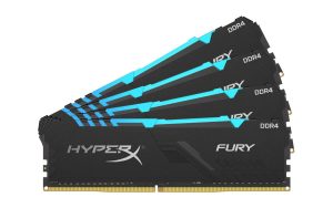 HyperX Fury 64GB 2400MHz DDR4 CL15 DIMM (Kit of 4)  RGB XMP Desktop Memory HX424C15FB3AK4/64