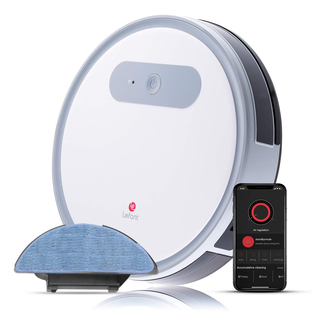 LEFANT M501-A Robot Vacuum Cleaner, Remote Control and WI-FI Control, Sweeping and Mopping 2 in 1, Electronic Water Tank and 0.6L Dustbin, Auto charge, Robotic Vacuums for hard floors to carpets