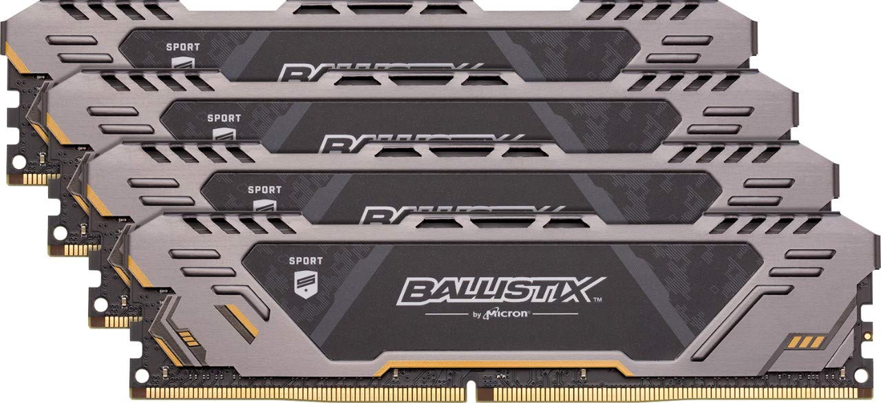 Crucial Ballistix Sport AT 3200 MHz DDR4 DRAM Desktop Gaming Memory Kit 64GB (16GBx4) CL16 BLS4K16G4D32AEST