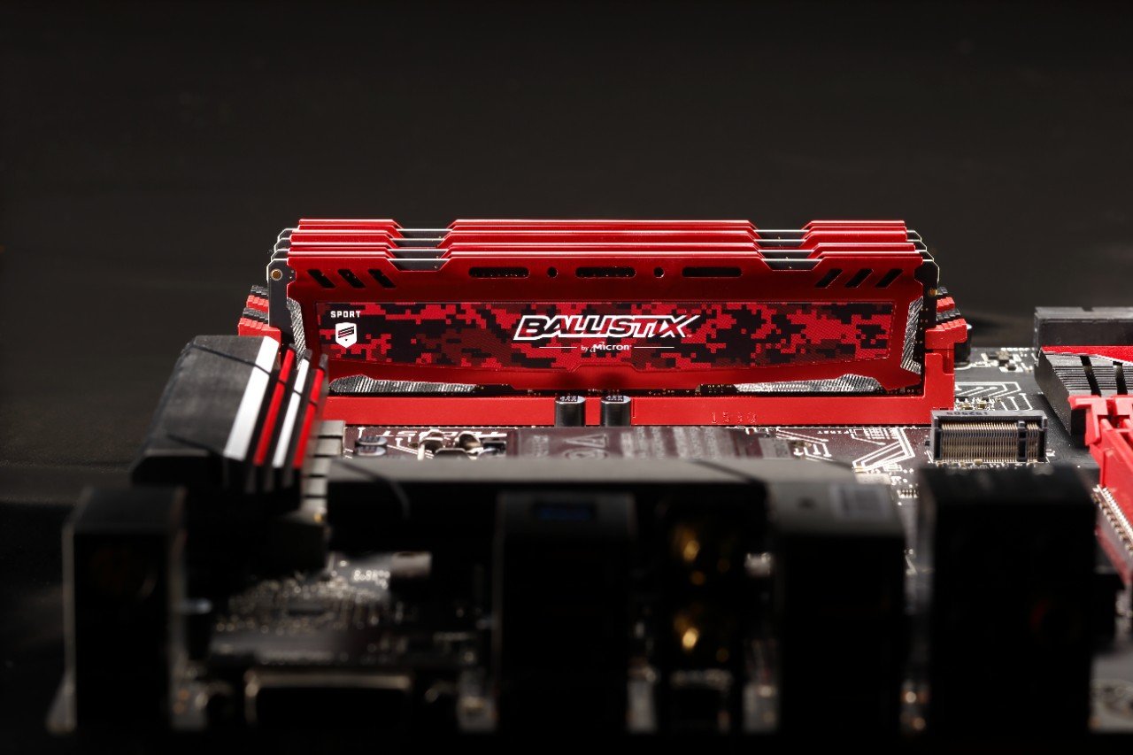 Crucial Ballistix Sport LT 3200 MHz DDR4 DRAM Desktop Gaming Memory Kit 64GB (16GBx4) CL16 BLS4K16G4D32AESE (Red)