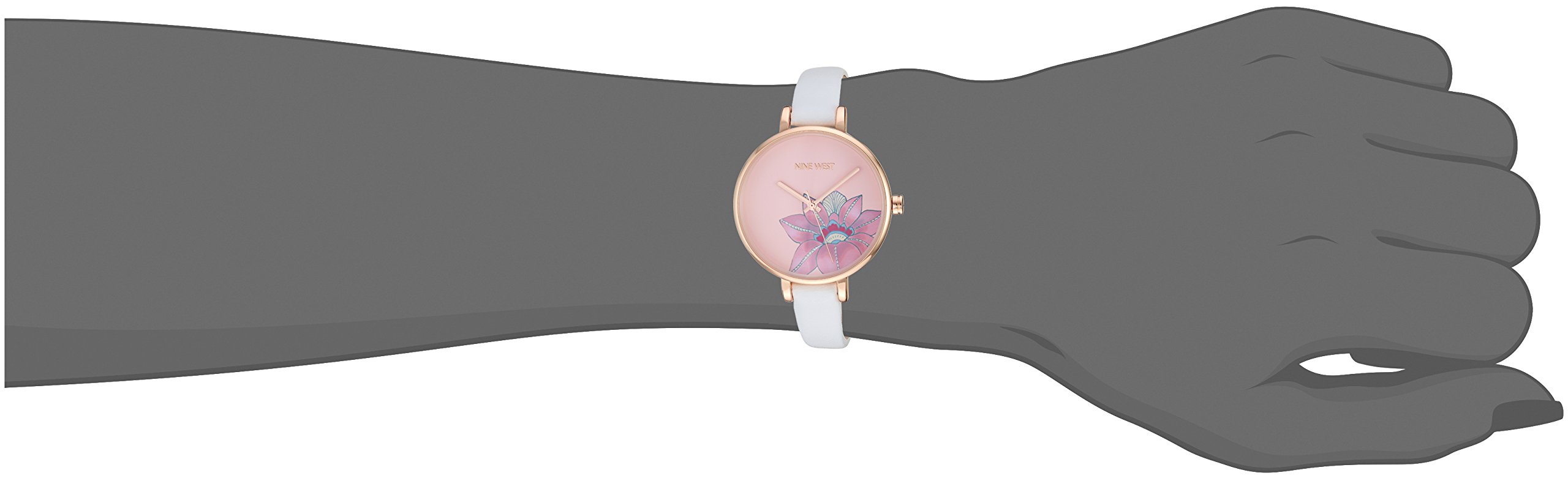 Nine West Women’s NW/2122RGWT Rose Gold-Tone and White Strap Watch