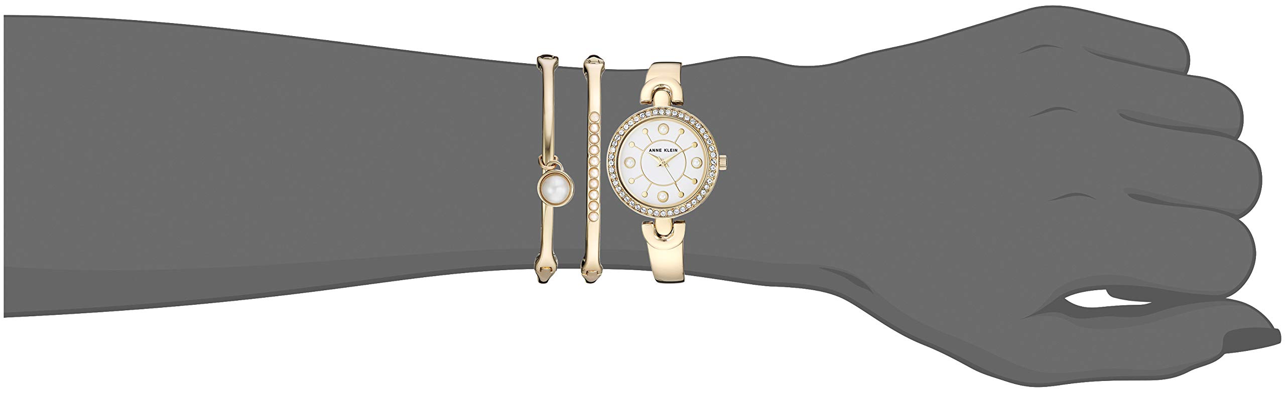 Anne Klein Women’s Swarovski Crystal Accented Watch and Bangle Set, AK/3288