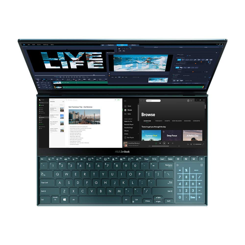 ASUS ZenBook Pro Duo UX581 Ultra HD 15.6 Inch 4K Dual-Touchscreen Laptop (Intel i9-9980HK Processor, NVIDIA RTX 2060 6 GB Graphics, 1 TB PCI-e SSD, 32 GB RAM, ScreenPad Plus, Windows 10)