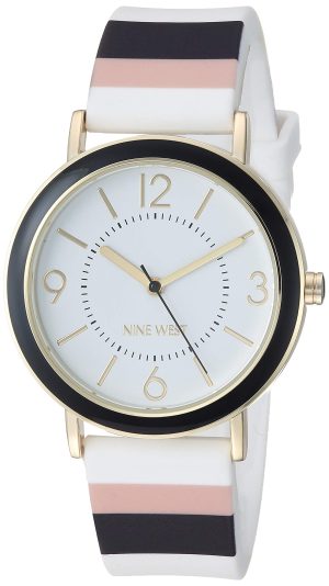 Nine West Women’s Multicolor Striped Silicone Strap Watch