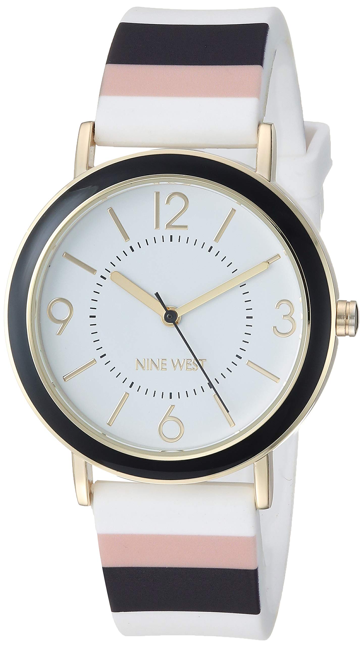 Nine West Women’s Multicolor Striped Silicone Strap Watch