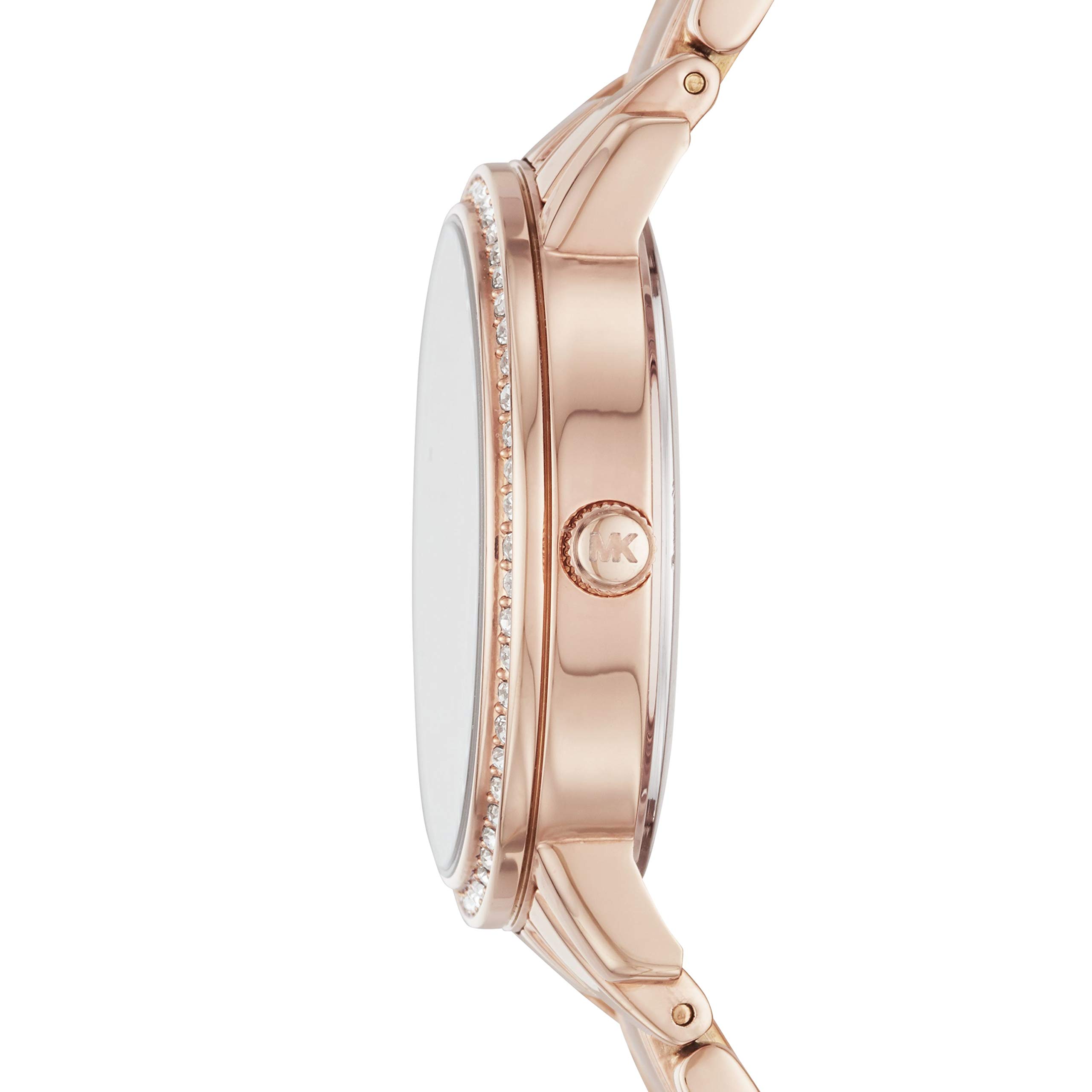 Michael Kors Women’s Melissa Quartz Watch with Stainless-Steel-Plated Strap, Rose Gold, 18 (Model: MK3538)