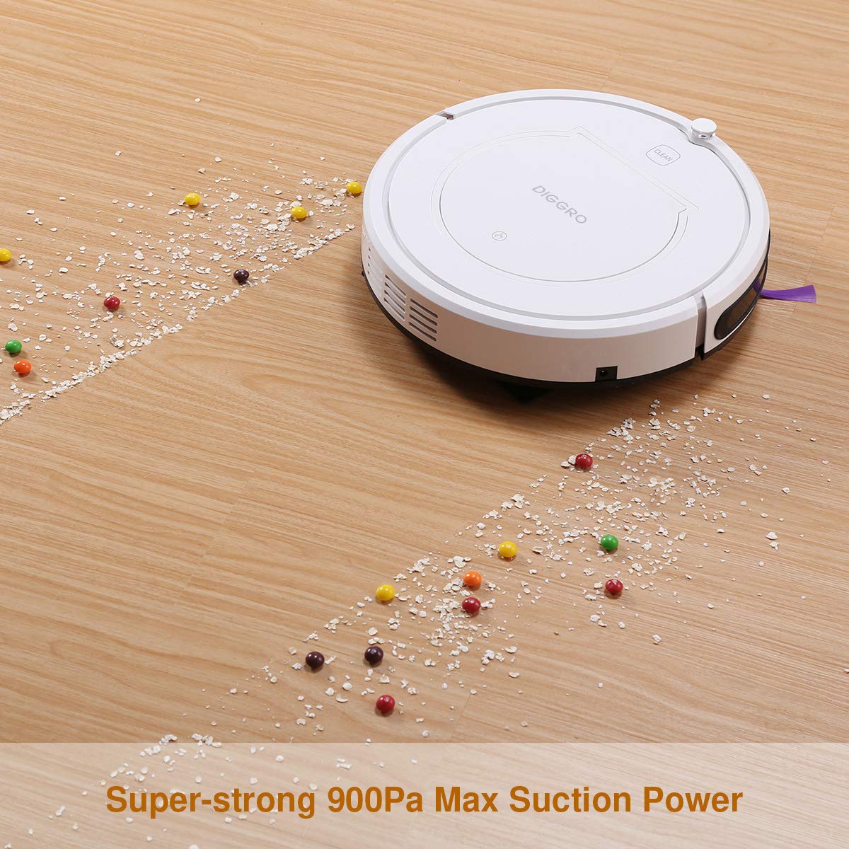 DIGGRO KK320- Robotic Cleaner with High Power Suction(4 Cleaning Mode, 900Pa, Automatic Recharging Robotic Cleaner Suitable for Pet Hair Hard Floor)