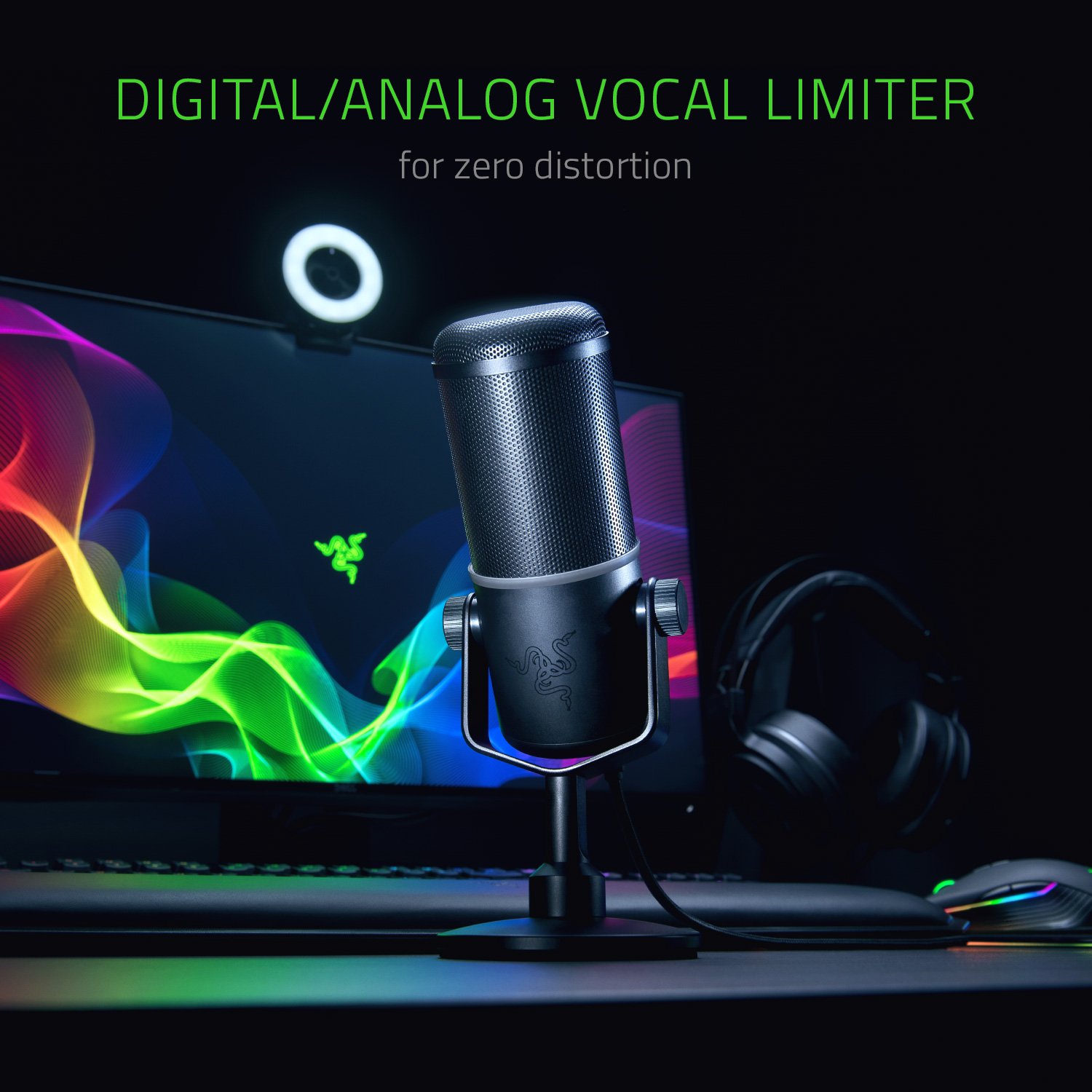 Razer Seiren Elite USB Streaming Microphone: Professional Grade High-Pass Filter – Built-In Shock Mount – Supercardiod Pick-Up Pattern – Anodized Aluminum – Matte Black