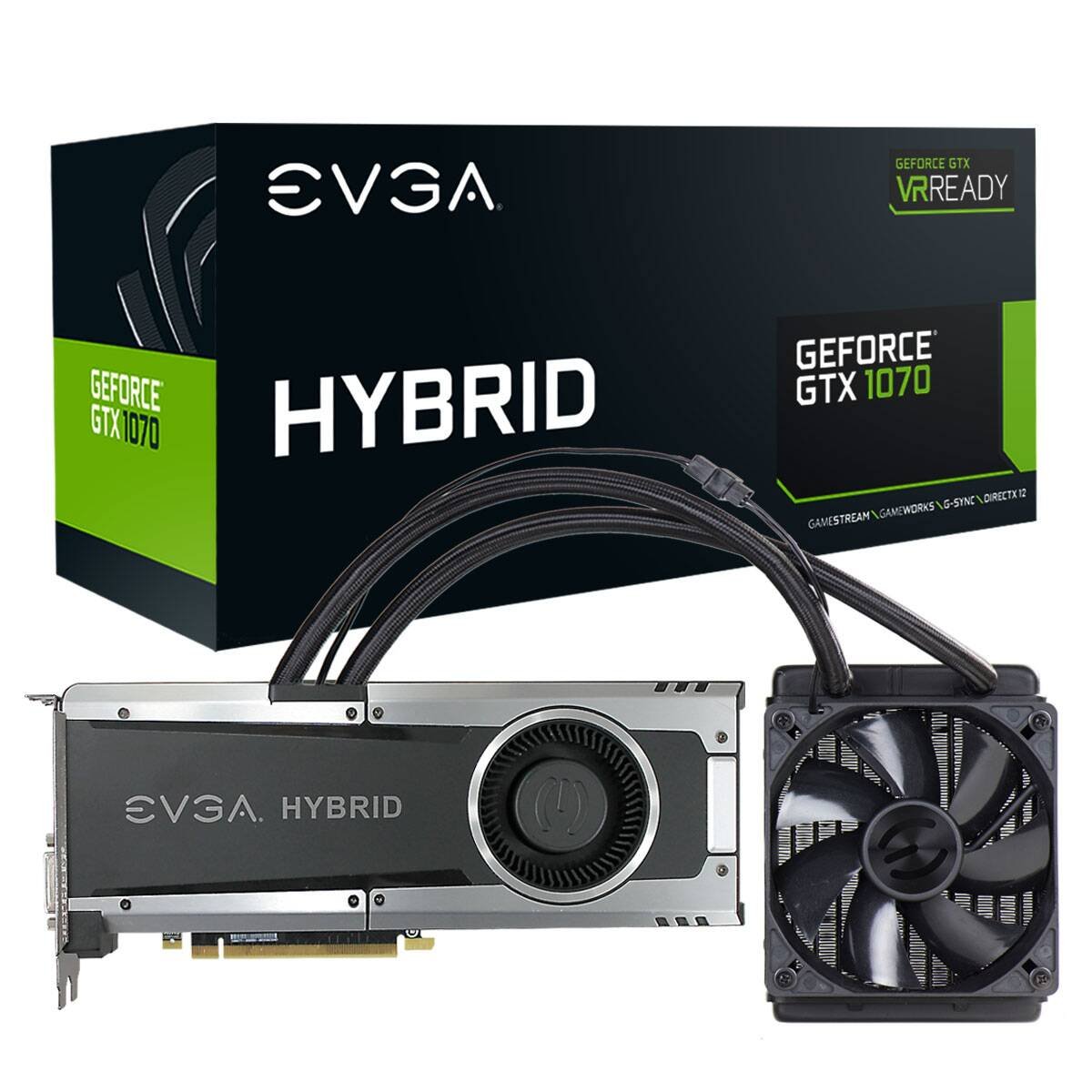 EVGA GeForce GTX 1070 HYBRID GAMING, 8GB GDDR5, LED, All-In-One Water-cooling with 10CM FAN, DX12 OSD Support (PXOC) Graphics Card 08G-P4-6178-KR