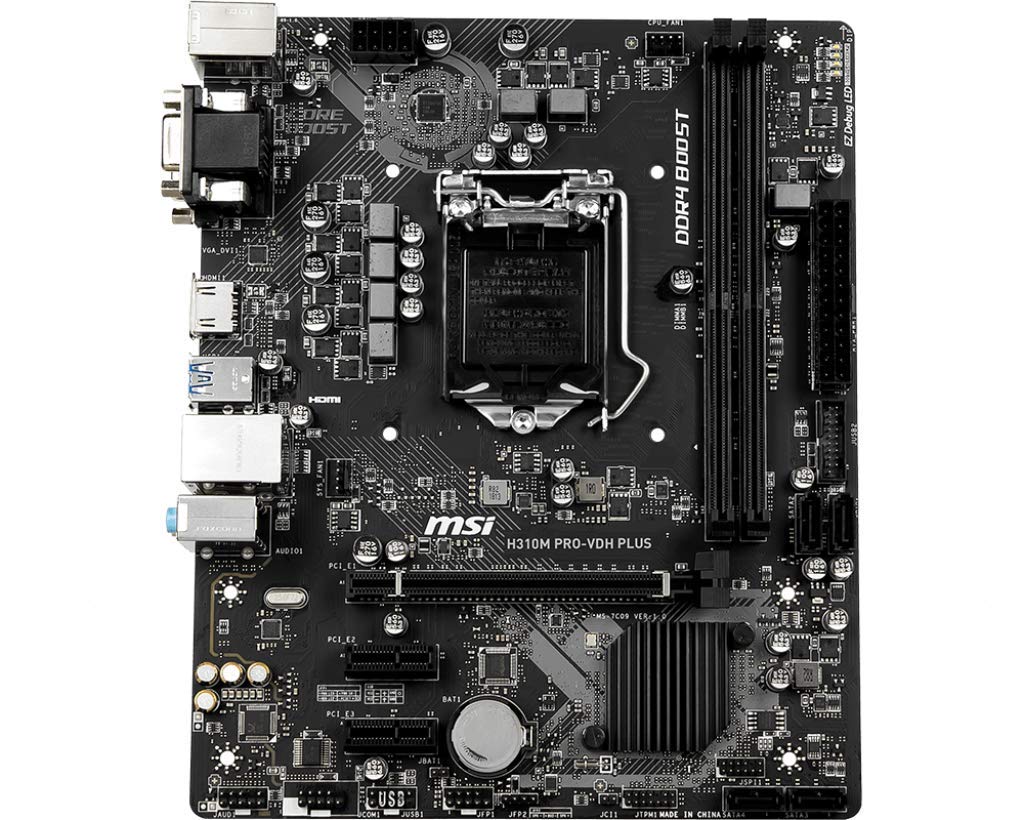 MSI ProSeries Intel Coffee Lake H310 LGA 1151 DDR4 D-Sub DVI HDMI Onboard Graphics Micro ATX Motherboard (H310M PRO-VDH Plus)