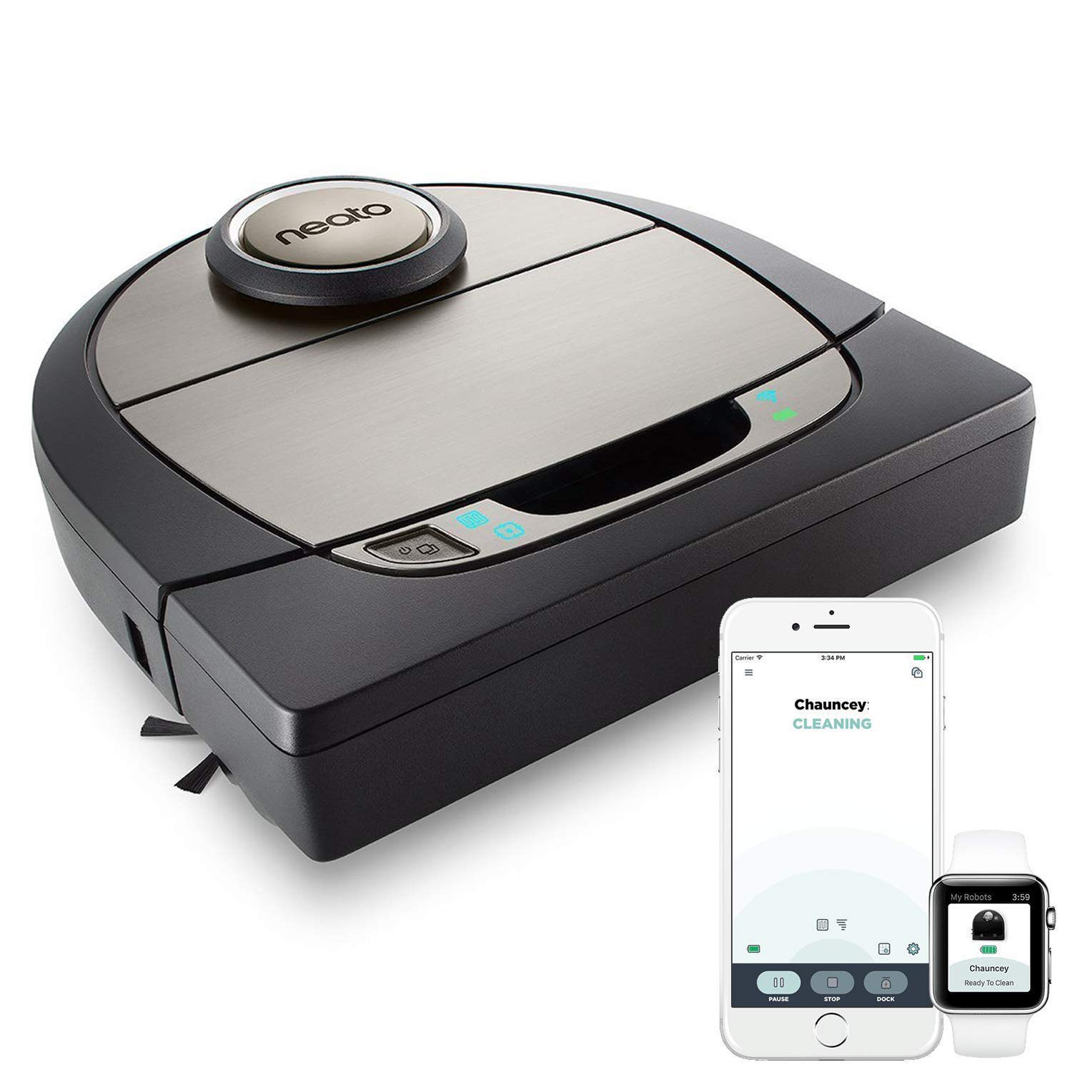 Neato Robotics D701 Connected – Compatible with Alexa – robot vacuum cleaner with charging station, Wi-Fi & App