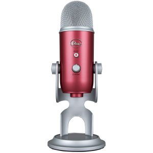 Blue Yeti USB Mic for Recording & Streaming On PC & Mac, 3 Condenser Capsules, 4 Pickup patterns, Headphone Output & Volume Control, Mic Gain Control, Adjustable Stand, Plug & Play – Steel Red
