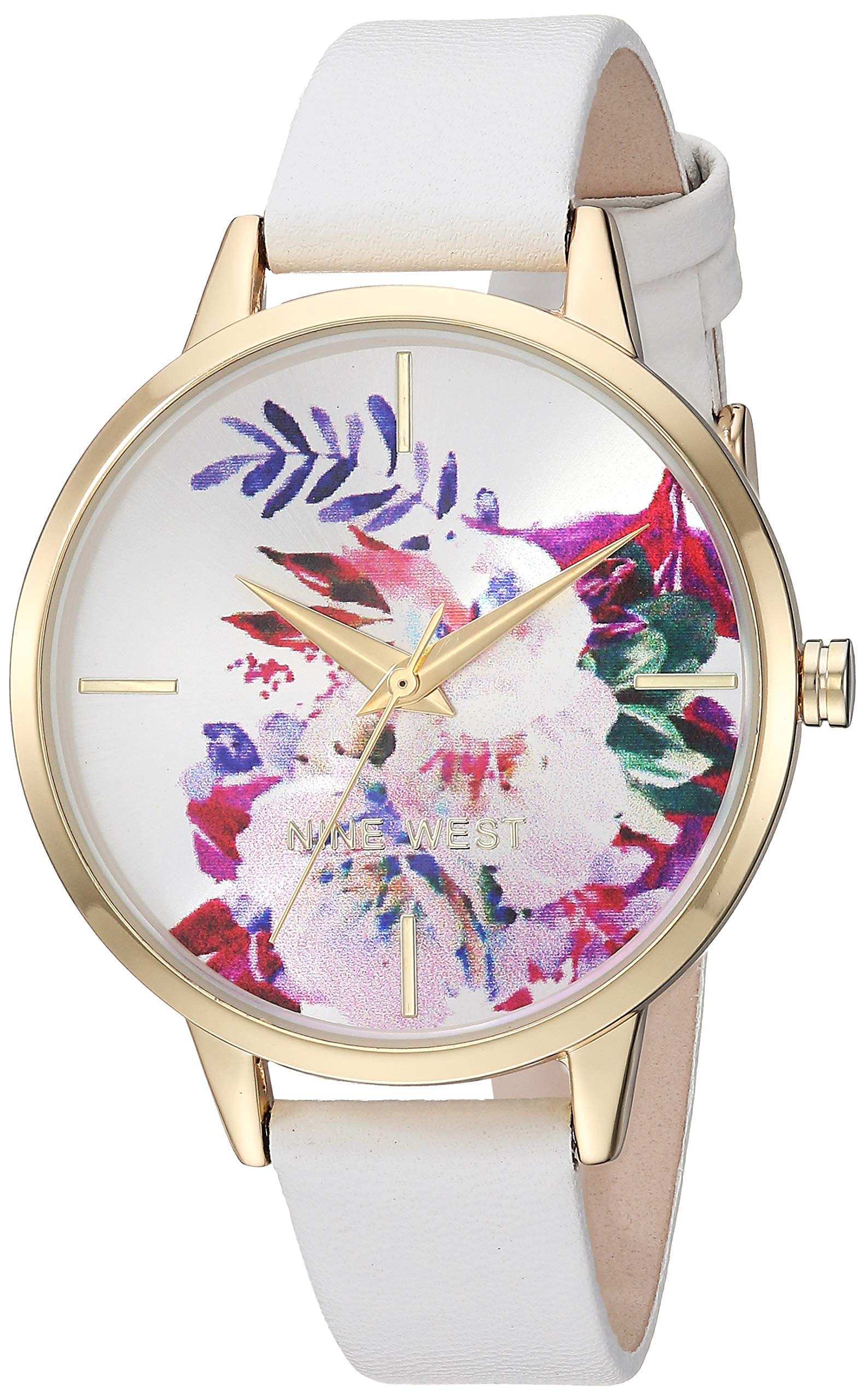 Nine West Women’s Gold-Tone and Pink Strap Watch