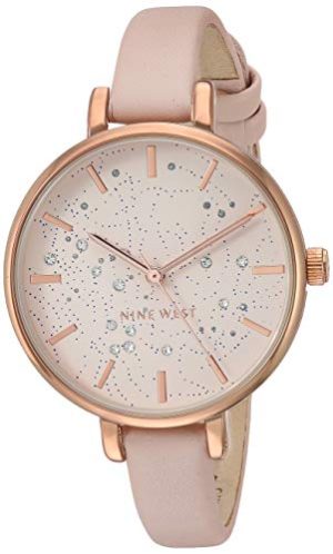 Nine West Women’s NW Crystal Accented Strap Watch