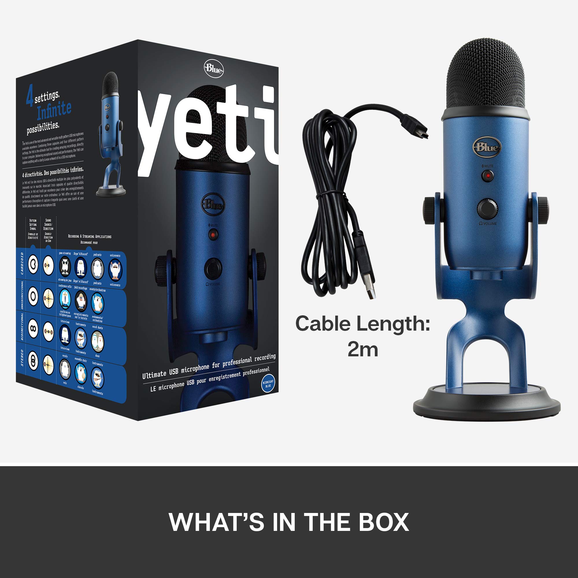BLUE Yeti USB Microphone, Midnight, Mic Only (988-000101)