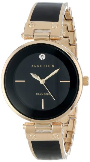 Anne Klein Women’s AK/1414BKGB Diamond-Accented Bangle Watch