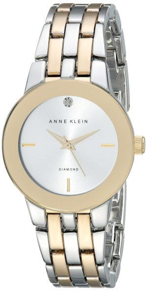 Anne Klein Women’s AK/1931SVTT Diamond-Accented Dial Two-Tone Bracelet Watch