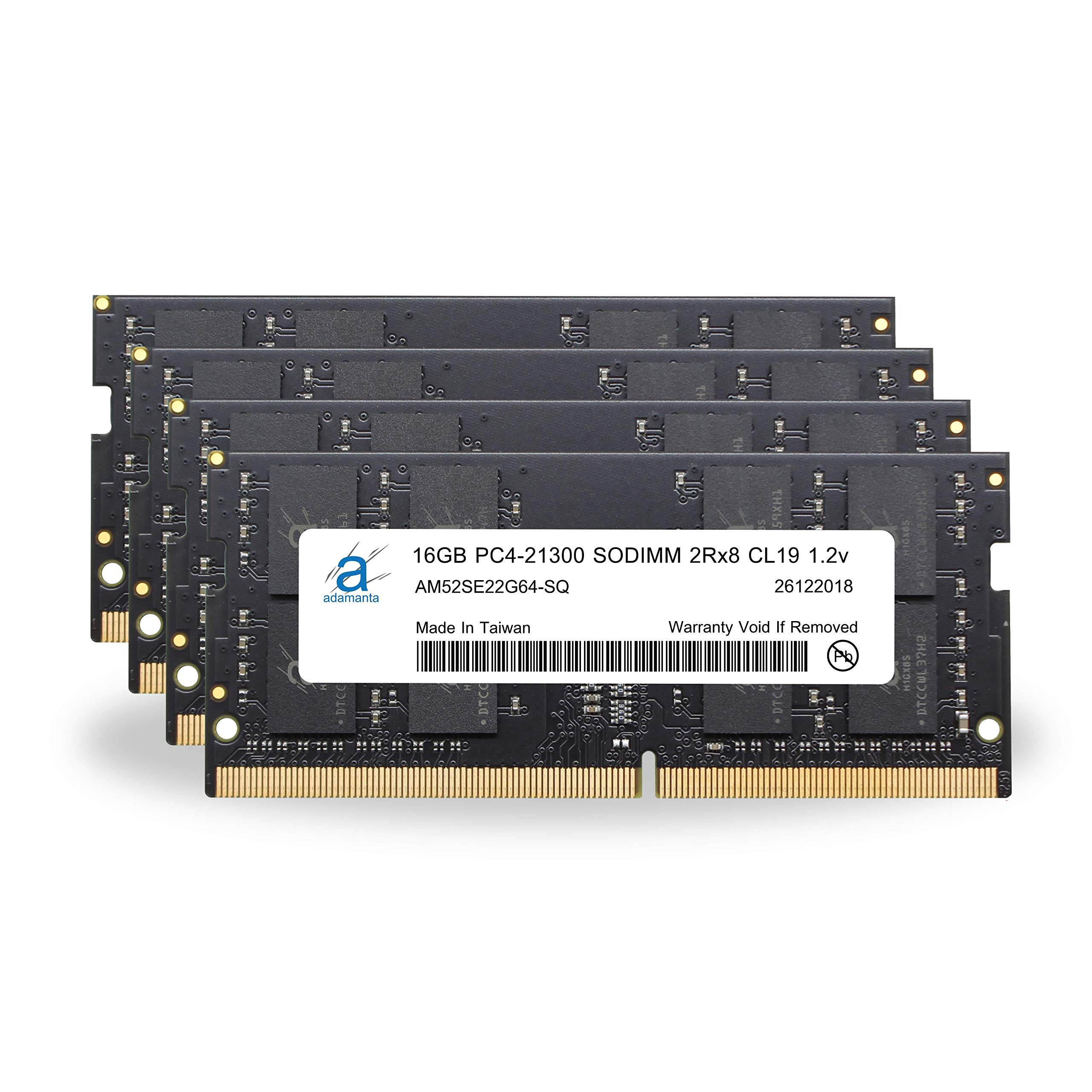 Adamanta 64GB (4x16GB) Memory Upgrade for 2019 Apple iMac 27″ w/Retina 5K Display DDR4 2666Mhz PC4-21300 SODIMM 2Rx8 CL19 1.2v DRAM RAM