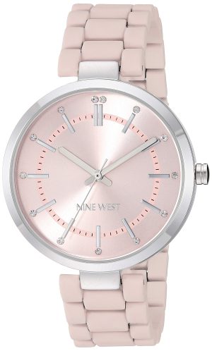 Nine West Women’s Crystal Accented Rubberized Bracelet Watch